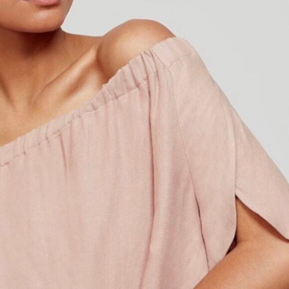 Cuyana Off the Shoulder Linen Blend Top Feminine Romantic Minimalist XS Pink - Picture 3 of 8